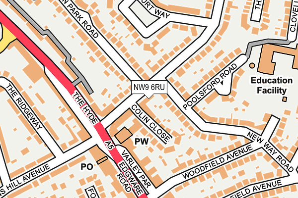 NW9 6RU map - OS OpenMap – Local (Ordnance Survey)