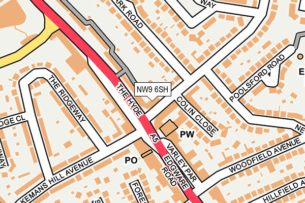 NW9 6SH map - OS OpenMap – Local (Ordnance Survey)