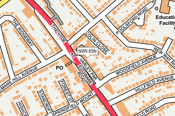 NW9 6SN map - OS OpenMap – Local (Ordnance Survey)
