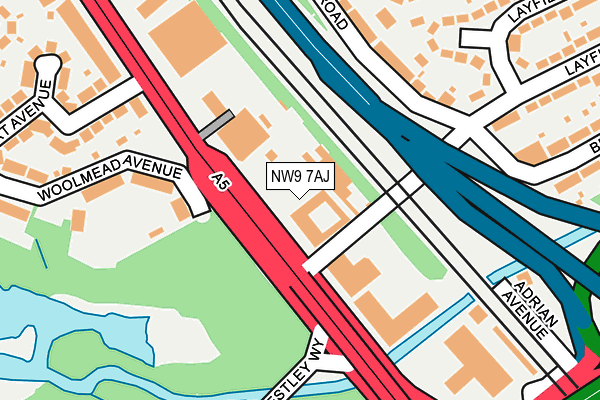 NW9 7AJ map - OS OpenMap – Local (Ordnance Survey)
