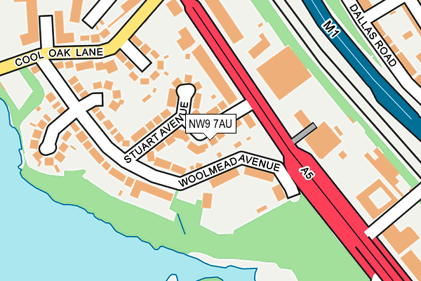 NW9 7AU map - OS OpenMap – Local (Ordnance Survey)