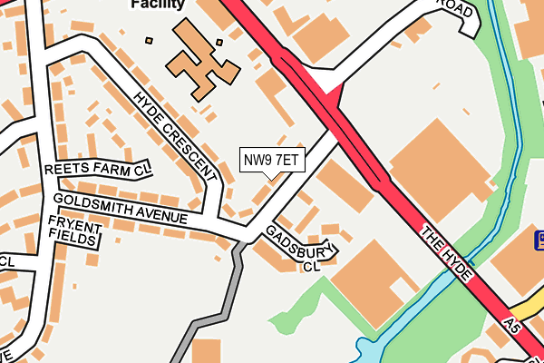 NW9 7ET map - OS OpenMap – Local (Ordnance Survey)