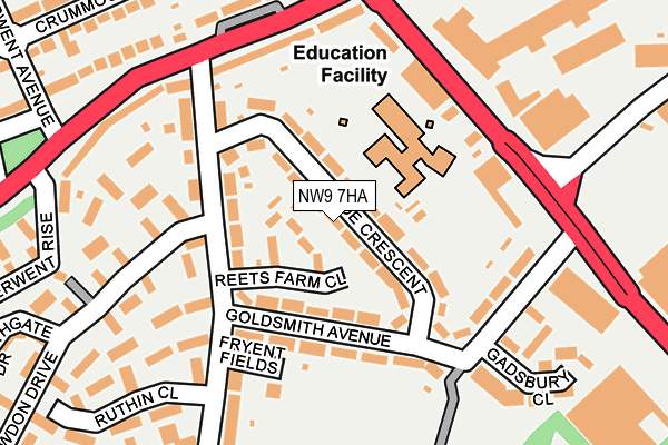 NW9 7HA map - OS OpenMap – Local (Ordnance Survey)