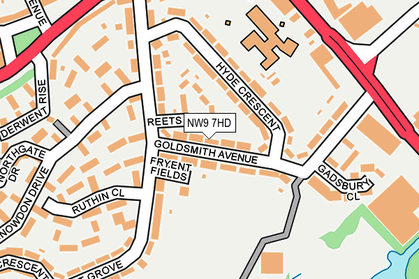 NW9 7HD map - OS OpenMap – Local (Ordnance Survey)