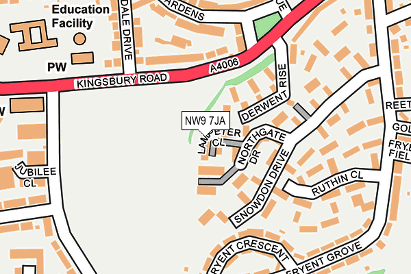 NW9 7JA map - OS OpenMap – Local (Ordnance Survey)