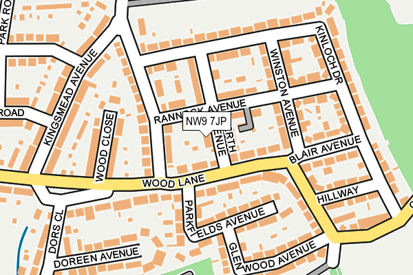 NW9 7JP map - OS OpenMap – Local (Ordnance Survey)