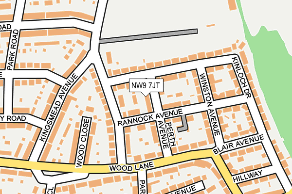 NW9 7JT map - OS OpenMap – Local (Ordnance Survey)