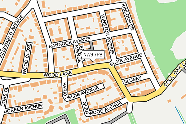 NW9 7PB map - OS OpenMap – Local (Ordnance Survey)