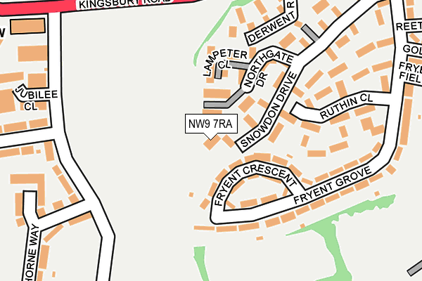 NW9 7RA map - OS OpenMap – Local (Ordnance Survey)