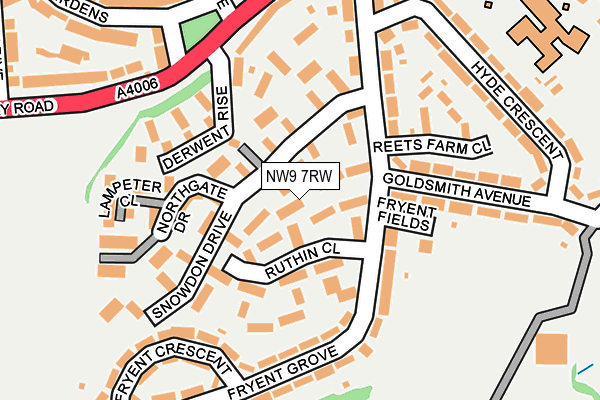 NW9 7RW map - OS OpenMap – Local (Ordnance Survey)
