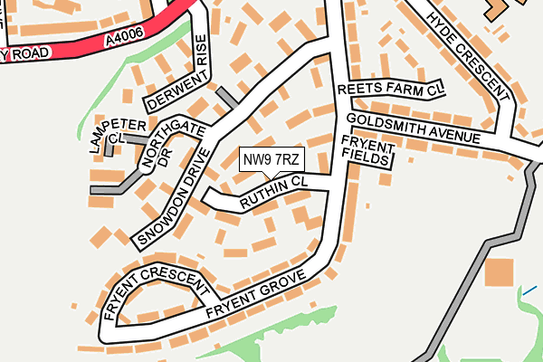NW9 7RZ map - OS OpenMap – Local (Ordnance Survey)
