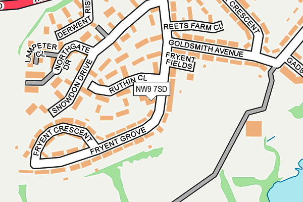 NW9 7SD map - OS OpenMap – Local (Ordnance Survey)