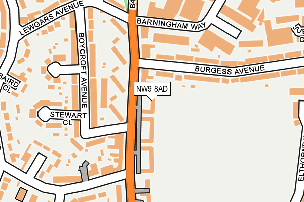 NW9 8AD map - OS OpenMap – Local (Ordnance Survey)