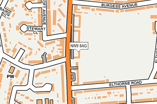 NW9 8AG map - OS OpenMap – Local (Ordnance Survey)
