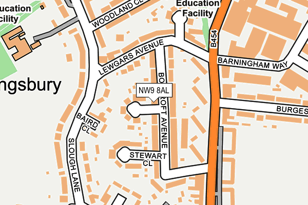 NW9 8AL map - OS OpenMap – Local (Ordnance Survey)
