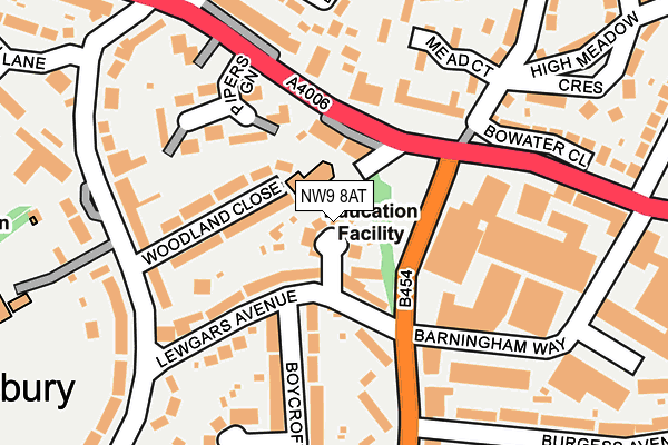 NW9 8AT map - OS OpenMap – Local (Ordnance Survey)
