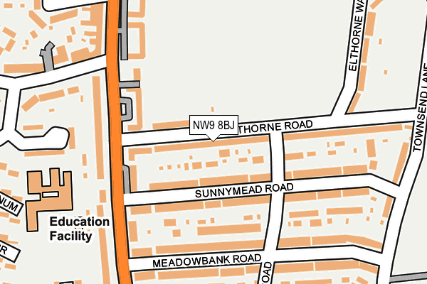NW9 8BJ map - OS OpenMap – Local (Ordnance Survey)