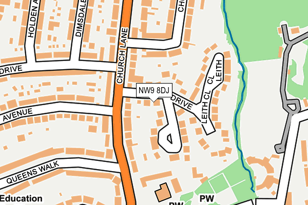 NW9 8DJ map - OS OpenMap – Local (Ordnance Survey)
