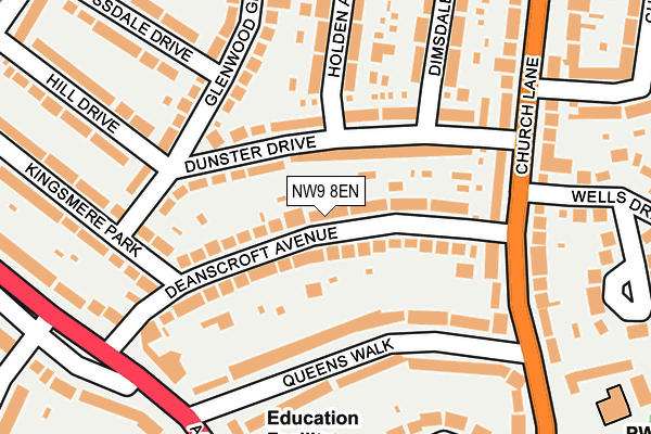 NW9 8EN map - OS OpenMap – Local (Ordnance Survey)