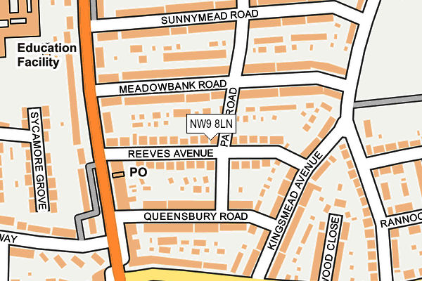NW9 8LN map - OS OpenMap – Local (Ordnance Survey)