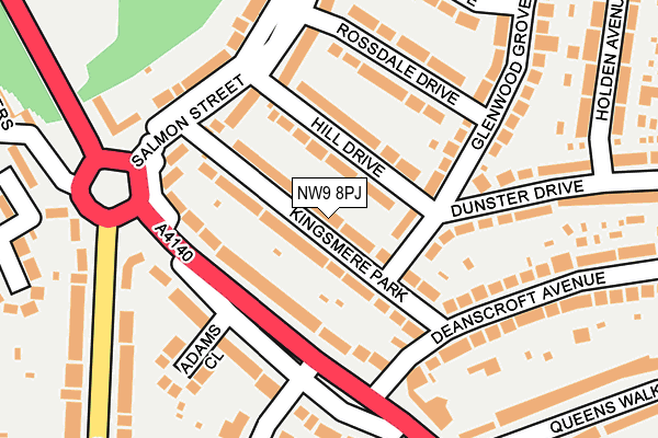 NW9 8PJ map - OS OpenMap – Local (Ordnance Survey)