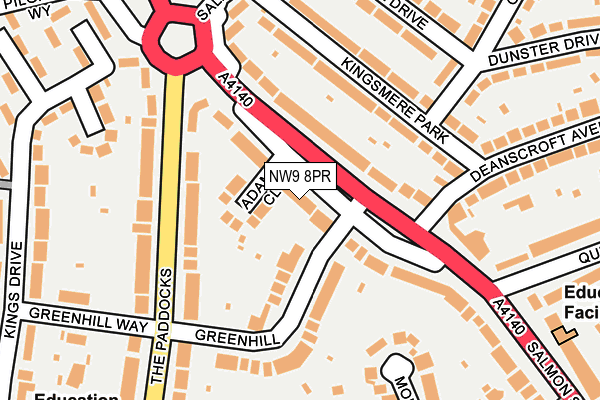 NW9 8PR map - OS OpenMap – Local (Ordnance Survey)