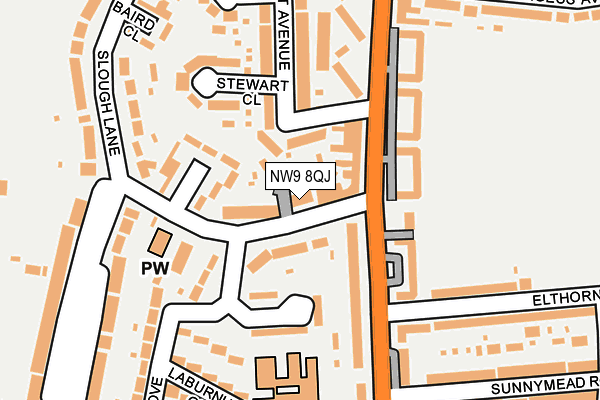 NW9 8QJ map - OS OpenMap – Local (Ordnance Survey)