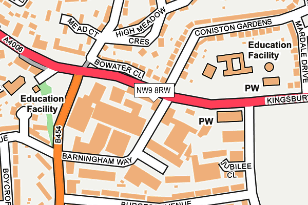 NW9 8RW map - OS OpenMap – Local (Ordnance Survey)