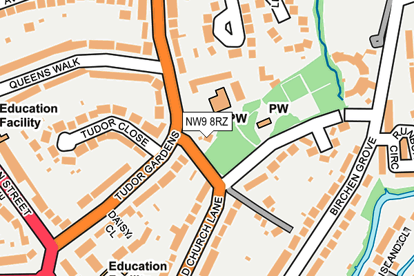 NW9 8RZ map - OS OpenMap – Local (Ordnance Survey)