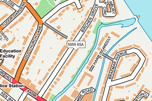 NW9 8SA map - OS OpenMap – Local (Ordnance Survey)