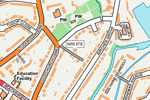 NW9 8TB map - OS OpenMap – Local (Ordnance Survey)