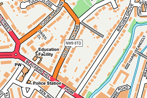 NW9 8TD map - OS OpenMap – Local (Ordnance Survey)