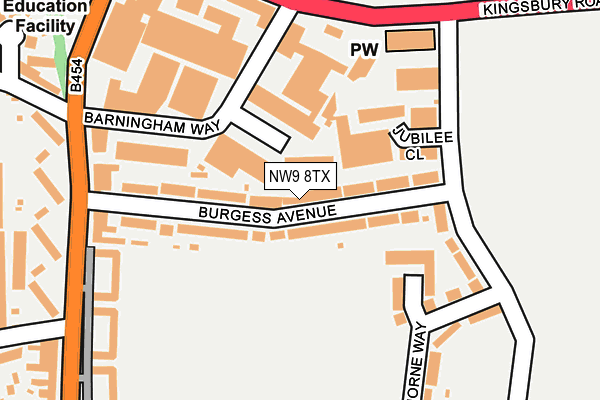 NW9 8TX map - OS OpenMap – Local (Ordnance Survey)