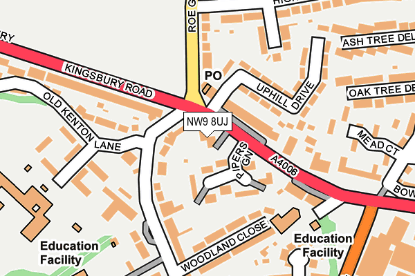 NW9 8UJ map - OS OpenMap – Local (Ordnance Survey)