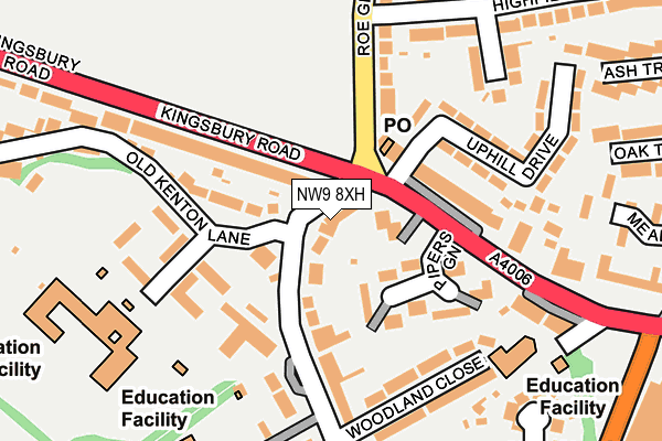 NW9 8XH map - OS OpenMap – Local (Ordnance Survey)