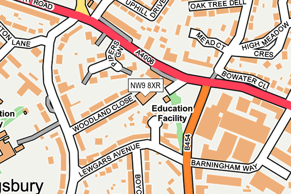 NW9 8XR map - OS OpenMap – Local (Ordnance Survey)