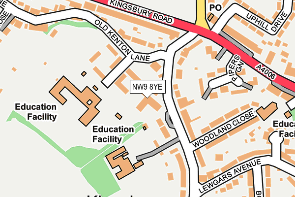 NW9 8YE map - OS OpenMap – Local (Ordnance Survey)