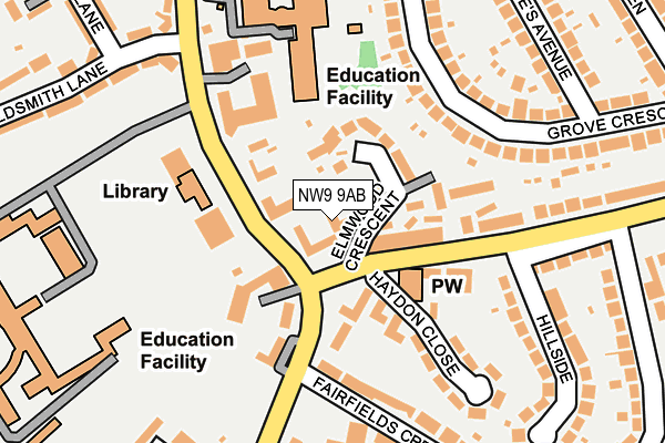 NW9 9AB map - OS OpenMap – Local (Ordnance Survey)