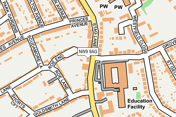 NW9 9AG map - OS OpenMap – Local (Ordnance Survey)