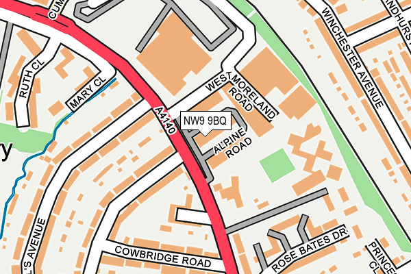 NW9 9BQ map - OS OpenMap – Local (Ordnance Survey)