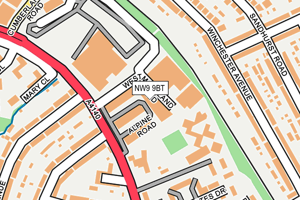 NW9 9BT map - OS OpenMap – Local (Ordnance Survey)
