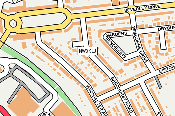 NW9 9LJ map - OS OpenMap – Local (Ordnance Survey)