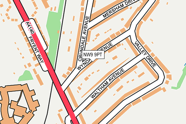 NW9 9PT map - OS OpenMap – Local (Ordnance Survey)
