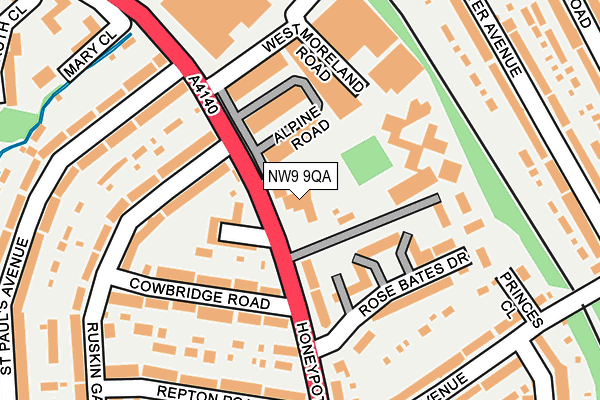 NW9 9QA map - OS OpenMap – Local (Ordnance Survey)