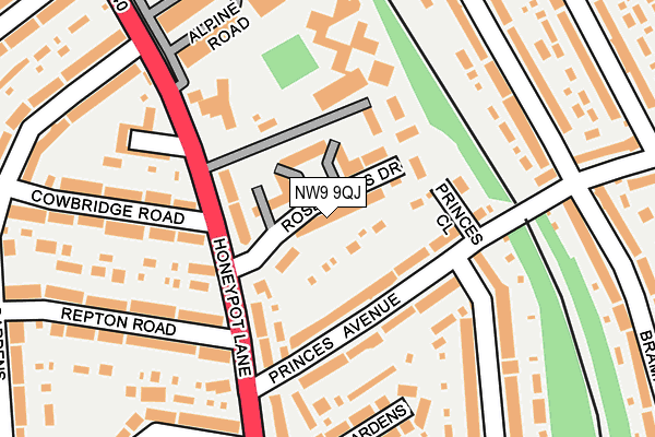 NW9 9QJ map - OS OpenMap – Local (Ordnance Survey)
