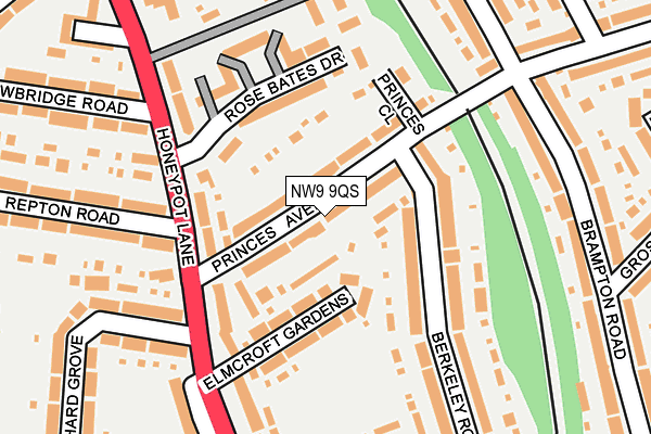 NW9 9QS map - OS OpenMap – Local (Ordnance Survey)