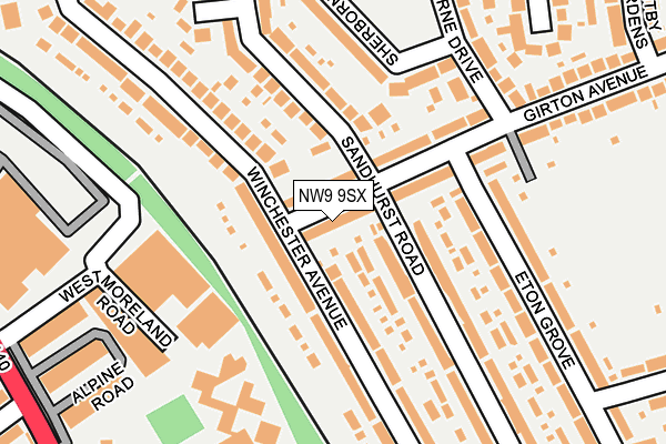 NW9 9SX map - OS OpenMap – Local (Ordnance Survey)