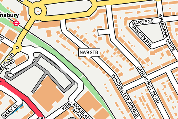 NW9 9TB map - OS OpenMap – Local (Ordnance Survey)