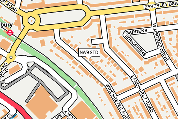 NW9 9TD map - OS OpenMap – Local (Ordnance Survey)