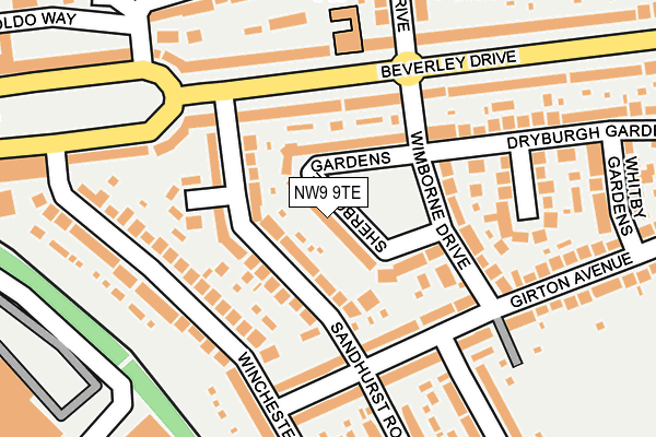 NW9 9TE map - OS OpenMap – Local (Ordnance Survey)